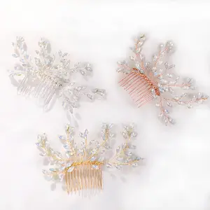 ES126 3 clolrs strass nuziale capelli pettine da sposa accessori per capelli Opale pietra damigella d'onore barrette dei capelli