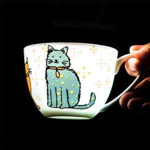 Modello animale Cat Fine Bone China grandi dimensioni tazza <span class=keywords><strong>e</strong></span> piattino, 250ml Oversize tazza di caffè americano <span class=keywords><strong>e</strong></span> piattino - Product Image 4