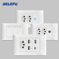 Prise murale standard brésilienne DELEFU 118, multifonction, avec prise USB Type C et interrupteur tactile pour maison intelligente