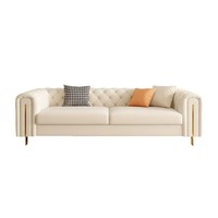 Ensemble de canapés en cuir et tissu, cadre en bois massif, pliable, personnalisable, style moderne classique de luxe léger, pour appartements grands/petits