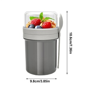 Convenient Double-Layer <b>Breakfast</b> Cup Leak-Proof Light Yogurt & Overnight Oat Salad Cups Kitchen Tableware-Injection PP - Product Image 6