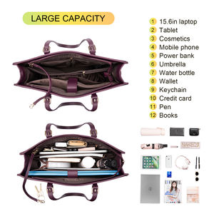 Wholesale 2pc Stylish Office Lady PU Tote Handbag Sets Large Leather Shoulder Bags <strong>Croc</strong> Solid Laptop Briefcase Handbag <strong>for</strong> <strong>Women</strong> - Product Image 3