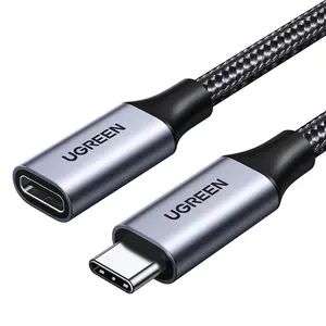 UGREEN USB C הארכת כבל 100W טעינה 10Gbps העברת כבל USB C 3.2 Extender ניילון קלוע