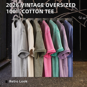 Nouveau T-shirt tricoté vintage pour homme 2026, 100 % coton de haute qualité, délavé à l'acide, coupe oversize, manches longues ou courtes, vierge, impression numérique - Product Image 2