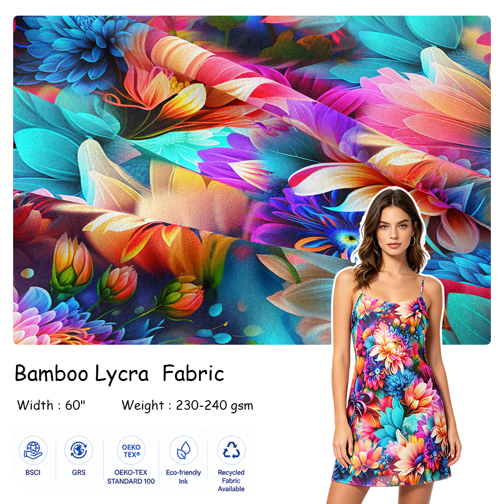 Eco- Friendly Bamboo Ly Cra Fabric Bamboo Fiber Digital Printing Stretch Knitting Bamboo Fabric for Newborn Kids Clothing