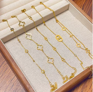 سوار معصم ماسي منقط بأربع أوراق برسيم ذهبي من الفولاذ المقاوم للصدأ من العلامة التجارية الأمريكية ، سوار صغير رائع على شكل كرة للهدايا - Product Image 5