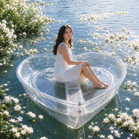 Kayak transparent personnalisé avec logo en forme de cœur, bateau à pagaies transparent pour couples, idéal pour les lacs, les stations balnéaires, la tourisme et la vente en gros de sports nautiques