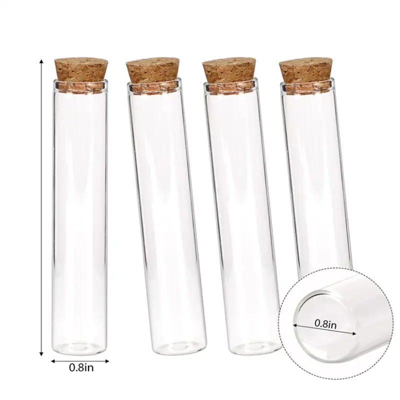 Laboratory Use Borosilicate Tube Glass Bottle Glass Tube with Cork Lid Glass Cylinder Test Tube