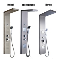 Panel de Ducha de Acero Inoxidable Moderno con Acabado Níquel Cepillado, Montado en la Pared, con Rociador de Lluvia y Jets de Masaje, Personalizable