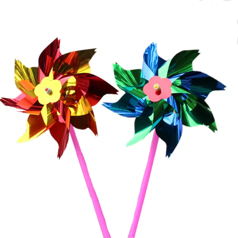 चार पत्ती फूल हवा कार मुद्रण लोगो कस्टम पीपी खिलौने विज्ञापन प्लास्टिक विंडमिल