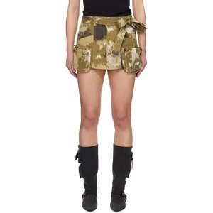 ブラウンカモフラージュミニスカート最新ファッションデザイン高品質コットンツイルスカートカスタムスカート女性用