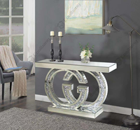 Table console moderne de style français élégante et bon marché avec miroir et diamants concassés