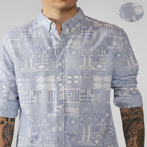 Venta al por mayor personalizada de los hombres 3D Digital impreso camisa de manga larga de la juventud Floral Camisa de algodón delgada de los hombres - Product Image 1