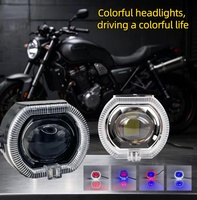 Phares LED intégrés pour moto, 2,5 pouces, avec lentille œil de démon, faisceau haut et bas, phares universels