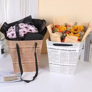 <span class=keywords><strong>Sac</strong></span> de transport trapézoïdal vierge pour fleurs avec fenêtre transparente et poignée en ruban de satin pour l'affichage en boutique florale ou pour les startups - Product Image 3