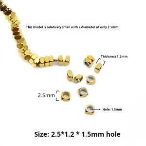 18K PVD Gold Stainless Steel <b>Spacer</b> Beads for DIY Jewelry | Oval Square Round Shapes Large Hole Metal Beads for Bracelet Making - Product Image 6