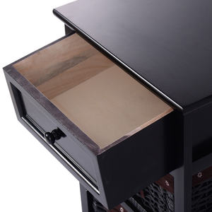 Table de chevet en bois massif de style européen moderne à 3 niveaux DB avec 2 paniers et 1 tiroir pour le stockage d'appartement ou d'hôpital - Product Image 2