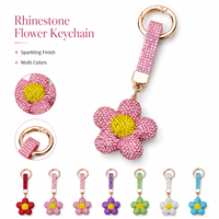 Porte-clés Fleur Entièrement Strassée en Cristal, Anneau de Clés Scintillant, Breloque de Sac, Pendentif pour Femmes, Sac à Main, Sac à Dos, Porte-monnaie, Clés de Voiture