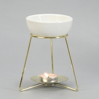 Diffuseur d'huiles essentielles aromathérapeutiques en métal doré de luxe, porte-bougie chauffe-huile pour bougie chauffe-plat