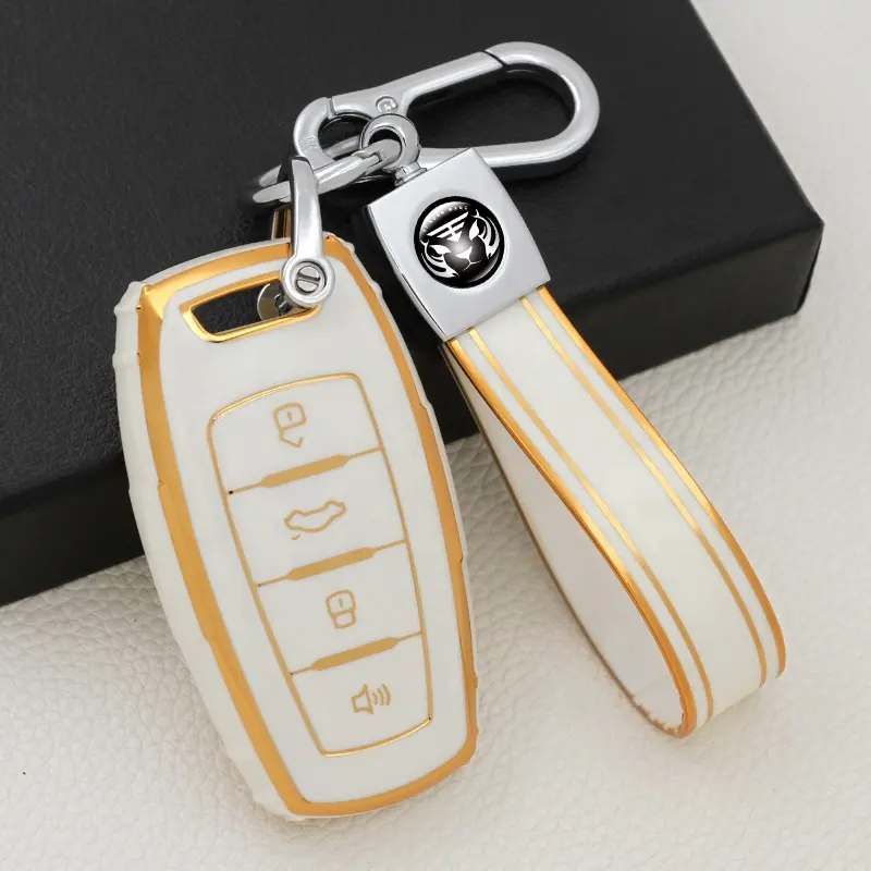 Funda protectora de TPU para mando a distancia, cubierta de cuatro botones para llaves de coche, color dorado, nuevo estilo