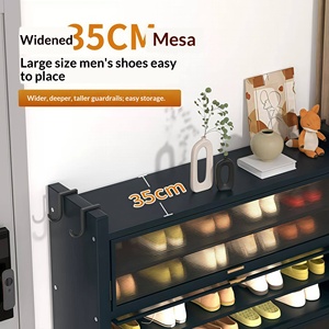 Meuble à chaussures moderne en acier pour la maison, anti-poussière, ventilé et désodorisant, pour entrée, couloir, rangement mural intégré - Product Image 2