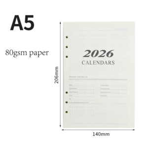 สมุดไดอารี่ขนาด A5 2026แบบห่วงยางยืดทำจากหนัง PU พร้อมห่วงปากกาและกระเป๋าสมุดจดวาระการประชุมส่วนตัวของโรงเรียนกำหนดได้เอง - Product Image 5