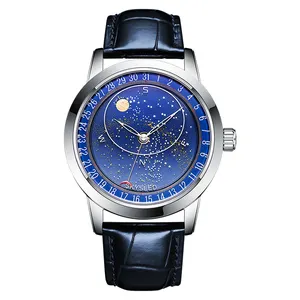 SKYSEED-reloj mecánico para hombre, cronógrafo luminoso con esfera de cielo estrellado, con fecha y día, original, nuevo