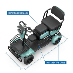 Trottinette électrique 4 roues <span class=keywords><strong>800W</strong></span> 60V à couple élevé, cadre en acier anti-basculement, transmission différentielle, pour adultes et personnes âgées - Product Image 2