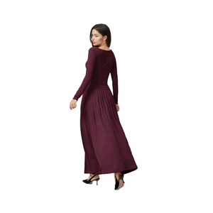 2024 Women's Elegant Maxi Dress Customizable High Quality Summer Long Sleeve Loose Pure Color Viscose Abaya - Product Image 4