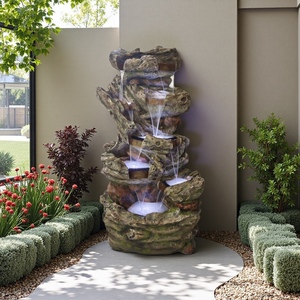 New <strong>Indoor</strong> Mini <strong>Waterfall</strong> Fountain Resin Wooden Style with Warm White <strong>Lights</strong> for Interior Decorative Purpose - Product Image 4