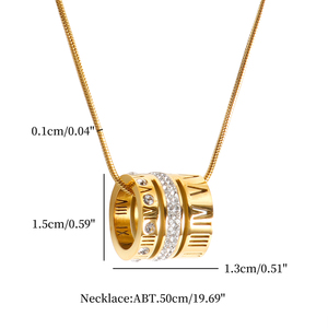 Vendita calda pietra zircone ad incastro collana di anelli in oro placcato in acciaio inox gioielli <span class=keywords><strong>tre</strong></span> anelli ciondolo collana donne ragazze - Product Image 6