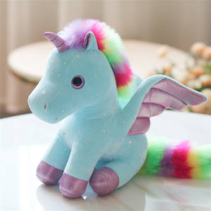 BSCI Factory farcito Glitter arcobaleno angelo <span class=keywords><strong>unicorno</strong></span> animale con ala cavallo bambola <span class=keywords><strong>cuscino</strong></span> da tiro per regalo - Product Image 6