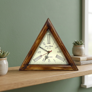Modern Geometric Triangular Wood Art Decor Metal Handicraft <b>Wall</b> Clock 12-Inch Lightweight Multipurpose Office Stylish M/S - Product Image 3