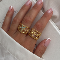 Bague ouverte en acier inoxydable et or 18 carats pour femme, design étoile de mer et abeille, élégante et luxueuse, polyvalente, pièce transfrontalière