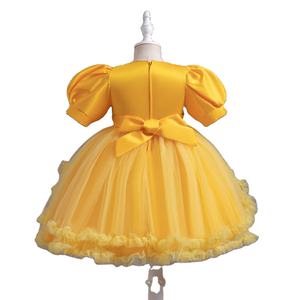 Stile europeo abito da principessa per bambini con maniche a bolle paillettes rosa abiti da ballo per bambini soffice in rete abiti da compleanno da bambina 2Y - Product Image 3