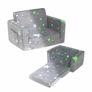 Fauteuil 2-en-1 en mousse douce et rembourrée, conçu spécialement pour les enfants, qui s'illumine dans le noir, idéal pour la lecture, la détente ou les câlins - Product Image 1