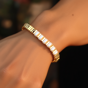 Fashion <b>Beaded</b> <b>Bracelet</b> 316L Stainless Steel PVD <b>Gold</b> Plating Sustainable Resistant Jewelry for Women - Product Image 3