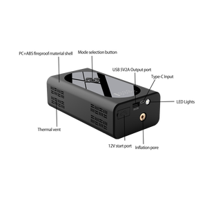 3000A 37000mAh 12V High Power <b>Car</b> Jump With & Tire 7BAR Battery Booster A21 <b>Car</b> Jump Starter With Air Compressor - Product Image 2