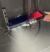 Ensemble de douche mural numérique LED en laiton poli avec jet en céramique, mitigeur thermostatique à poignée unique et fonction pluie piano
