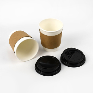En stock, gobelet à café en papier à <span class=keywords><strong>double</strong></span> paroi biodégradable et écologique, jetable, pour boissons chaudes, 8 oz, avec couvercle - Product Image 5