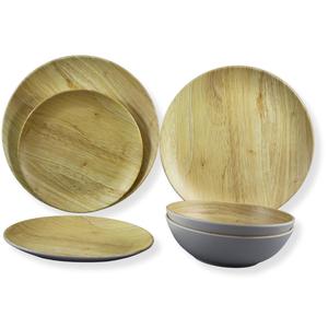 Juego de cena de <span class=keywords><strong>melamina</strong></span> de diseño de madera ecológico, <span class=keywords><strong>vajilla</strong></span> apta para lavavajillas sin BPA de <span class=keywords><strong>12</strong></span> <span class=keywords><strong>piezas</strong></span>, perfecta para 4 personas - Product Image 6