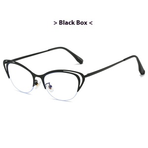 Tốt nhất bán Cat Mắt Kính máy tính cho phụ nữ ánh sáng màu xanh kính quang học Hollow nửa khung kim cương kim loại theo toa - Product Image 6