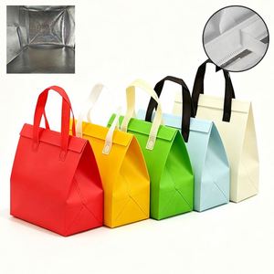 Custom Non Woven Insulated Disposable Food Delivery Takeaway Cooler Bag Letter Pattern Waterproof Portable for Cake Milk Coffee - Product Image 1