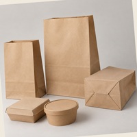 Sacs en papier kraft SOS imprimés sur mesure sans poignées pour la vente à emporter, emballage pour café en petites séries, vente en gros B2B