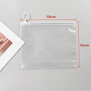Sachet refermable transparent personnalisé avec logo, pour cosmétiques, avec fermeture éclair et soufflet de fond - Product Image 2