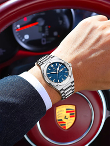 Montre sport pour homme en acier inoxydable - Boîtier en alliage - Cadran à aiguilles lumineuses - Montre à quartz tendance et élégante pour les affaires - Product Image 3