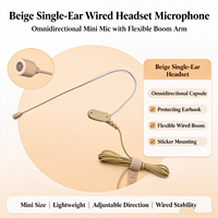 Microphone filaire beige MX153, micro-condensateur omnidirectionnel, mini-micro flexible avec crochet d'oreille pour interview et conférence
