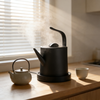 Bouilloire électrique durable de 1,0 L, entièrement en acier inoxydable 304, sans contact plastique, pour usage domestique