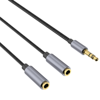 Câble Répartiteur Audio Jack Stéréo TRS 3,5 mm - 1 Entrée Mâle 2 Sorties, Gaine PVC, Conducteurs Plaqués Or pour Microphone et Ordinateur