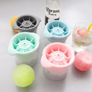 Brand New Single Round Ball Forma Reutilizável Flexível Whisky Ice Cube Bandejas Silicone Ice Ball Maker Molde para bebidas